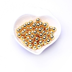 Brass Beads, Long-Lasting Plated, Round, Golden, 1/8 inch(3mm), Hole: 1mm(KK-WH0042-07B-G)