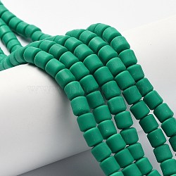 Handmade Polymer Clay Bead Strands, Column, Green, 6.5x6mm, Hole: 1.2mm, about 61pcs/strand, 15.75 inch(40cm)(CLAY-ZX006-01-65)