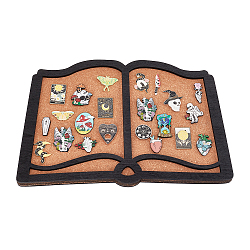 Cork Board Display Decorations, for Brooch Pin Display Organizer, with Alloy Finding, Book Pattern, 180x280x20mm(DJEW-WH0053-01D)