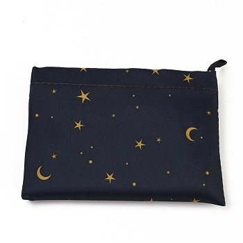 Foldable Eco-Friendly Nylon Grocery Bags, Reusable Waterproof Shopping Tote Bags, with Pouch and Bag Handle, Moon Pattern, 52.5x60x0.15cm