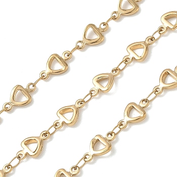 304 Stainless Steel Link Chains, Soldered, Ion Plating(IP), Heart, Golden, 10x5~5.5x1.5mm