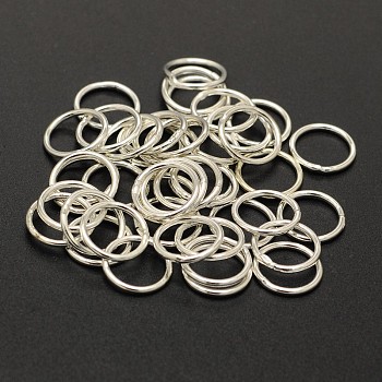 Brass Round Rings, Soldered Jump Rings, Closed Jump Rings, Cadmium Free & Lead Free, Silver Color Plated, 18 Gauge, 10x1mm, Inner Diameter: 8mm, Hole: 8mm