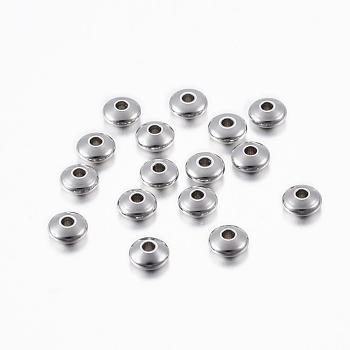 201 Stainless Steel Spacer Beads, Rondelle, Stainless Steel Color, 5x2mm, Hole: 1.5mm