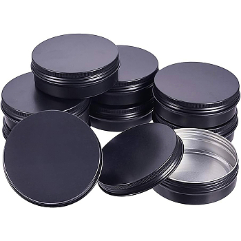 Round Aluminium Tin Cans, Aluminium Jar, Storage Containers for Cosmetic, Candles, Candies, with Screw Top Lid, Gunmetal, 8.6x2.9cm, Capacity: 100ml, 12pcs/box