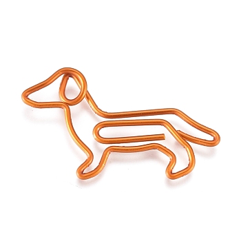 Dachshund Shape Iron Paperclips, Cute Paper Clips, Funny Bookmark Marking Clips, Orange, 22x37.5x1mm