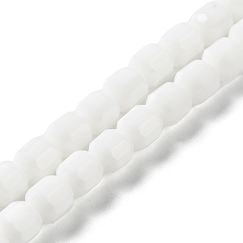 Opaque Glass Beads Strands, Faceted Barrel, WhiteSmoke, 6.5~7x6mm, Hole: 1mm, about 78pcs/strand, 20.28~21.65 inch(51.5~55cm)
