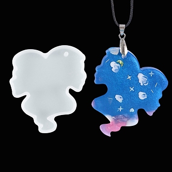 DIY Constellation Shaped Pendant Food-grade Silicone Molds, Resin Casting Molds, For UV Resin, Epoxy Resin Craft Making, Gemini, 65x55x7mm, Hole: 2.5mm