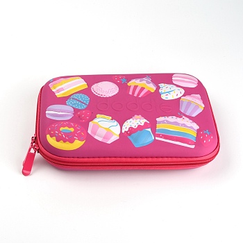 Polyester Pencil Case, Pen Holder Storage Bag, Rectangle with Dessert Pattern, Medium Violet Red, 224x152x51.5mm