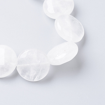 Natural Quartz Crystal Bead Strands, Rock Crystal Beads, Faceted, Flat Round, 16x6mm, Hole: 1mm, about 13pcs/strand, 7.87 inch