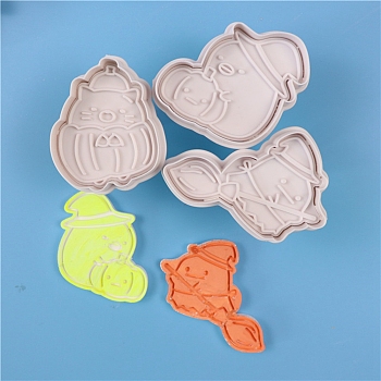 Food Grade Plastic Cookie Cutter Sets, Cookies Moulds, DIY Biscuit Baking Tool, for Halloween, WhiteSmoke, 62~70.5x60~91x53~54mm, 3pcs/set