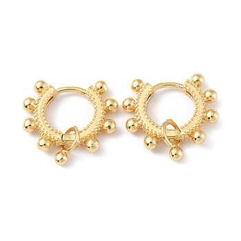 Brass Round Ball Dangle Hoop Earrings for Women, Cadmium Free & Lead Free, Real 18K Gold Plated, 19.5x20x3mm, Pin: 1mm