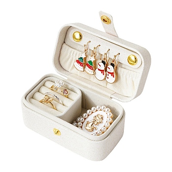 PU Imitation Leather Jewelry Box, Portable Travel Jewelry Organizer Case with Velvet Findings, for Earring, Ring, Bracelet Storage, Rectangle, Floral White, 5.8x9.4x5cm