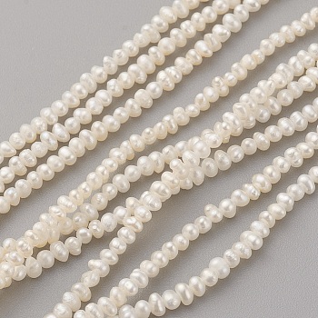 Natural Cultured Freshwater Pearl Beads Strands, Potato, Antique White, 2.5~3x1.5~1.8mm, Hole: 0.5mm, about 210pcs/strand, 15.5~15.7 inch(39.5~40cm)