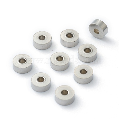 Stainless Steel Color Flat Round 304 Stainless Steel Spacer Beads