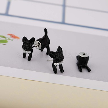 Alloy Cartoon Dog Front Back Stud Earrings(JE913A)-4