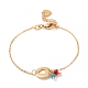 Placage ionique (ip) 304 bracelet à maillons en acier inoxydable avec breloques en perles de verre pour femme(STAS-E154-06G)-1