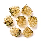 Handmade Lampwork Beads, Raspberry, Goldenrod, 12.5x10~12mm, Hole: 1.6mm(LAMP-A008-03-05)