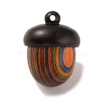 Wooden Acorn Box Jewelry Pendants, Autumn Acorn Charm, with Screw Cap, Dyed, Secret Canister, Colorful, 29.5x22mm, Hole: 2mm, Inner Diameter: 14x14mm(X-WOOD-WH0022-06C)