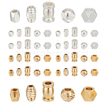 60Pcs 10 Styles Brass Spacer Beads, Mixed Shapes, Mixed Color, 3.5~4.8x3~6mm, Hole: 1.5~2mm, 6pcs/style(KK-AR0001-90)