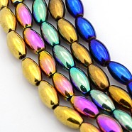 Electroplate Magnetic Synthetic Hematite Beads Strands, Oval, Mixed Color, 12x6mm, Hole: 2mm, about 33pcs/strand, 15.7 inch(G-O008-21)