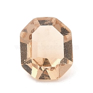 Pointed Back Glass Rhinestone Cabochons, Rectangle, Faceted, PeachPuff, 12x10x5~6mm(GLAA-B012-17B-03)