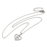 306 Stainless Steel Pendant Necklace for Women, Lock, 17.72 inch(45cm), pendants: 15x15mm.(NJEW-Q772-01P-10)