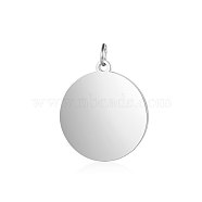 201 Stainless Steel Pendants, Flat Round, Stamping Blank Tag, Stainless Steel Color, 18.5x16x1mm, Hole: 3.5mm(STAS-S105-T638-1-16)