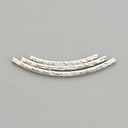 925 Sterling Silver Beads, Tube, Silver, 20x1.5mm, Hole: 1mm(X-STER-S002-01)