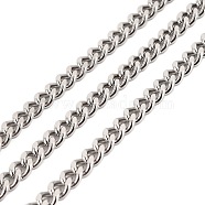 304 Stainless Steel Cuban Link Chains, Unwelded, with Spool, Stainless Steel Color, 7x5x2mm, about 32.81 Feet(10m)/Roll(CHS-K016-03C-P)