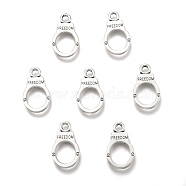 Tibetan Style Alloy Pendants, Lead Free & Cadmium Free, Handcuffs with Word Freedom, Antique Silver, 17x10x1.5mm, Hole: 2mm, about 860pcs/500g(TIBE-S323-082AS-RS)