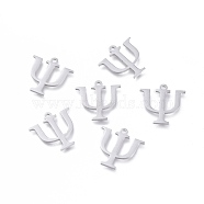 304 Stainless Steel Charms, Greek Alphabet, Stainless Steel Color, Letter.Y, 14x14.5x1mm, Hole: 1.2mm(STAS-K215-11P)