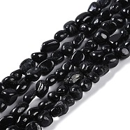 Natural Tourmaline Beads Strands, Nuggets, Black, 6~12x4~8mm, Hole: 0.8mm, 15.35''(39cm)(G-P433-05A-01)