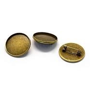 Iron Safety Brooch Findings, Flat Round, Antique Bronze, Tray: 25mm, 27x7mm(MAK-Q004-10)