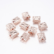 Alloy Beads, Rectangle, Rose Gold, 11x9x6mm, Hole: 2mm(PALLOY-G210-08RG-AAA)