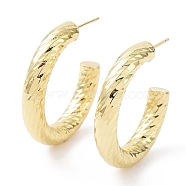 Rack Plating Brass Round Stud Earrings, Half Hoop Earrings, Cadmium Free & Lead Free, Real 18K Gold Plated, 30x5.5mm(EJEW-B027-18G)