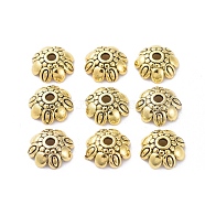 Tibetan Style Alloy Bead Caps, Lead Free and Cadmium Free, Antique Golden, 9x3mm, Hole: 2mm(X-GLF0370Y)