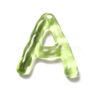 Transparent Resin Alphabet Pendants, Letter Charms, Letter.A, 41~45x33~52.5x8mm, Hole: 3.5mm(RESI-C028-02A)