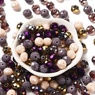 Glass Beads, Faceted, Rondelle, Purple, 10x8mm, Hole: 1mm, about 67pcs/60g(EGLA-A034-SM10mm-13)