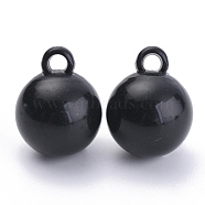 Opaque Acrylic Pendants, Round, Black, 13x10mm, Hole: 2.5mm, about 863pcs/500g(SACR-S300-21B-02)