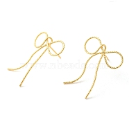 Brass Stud Earrings for Women, Bowknot, Real 18K Gold Plated, 34.5x26mm(EJEW-F334-03G-04)