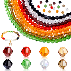 8 Strands 8 Colors Imitation Austrian Crystal 5301 Bicone Beads, Faceted Glass Beads Strands, Mixed Color, 6x5.5~6mm, Hole: 1~1.2mm, about 47~48pcs/strand, 10.24 inch~10.43 inch(26~26.5cm), 1 Strand/color(GLAA-GA0001-90B)