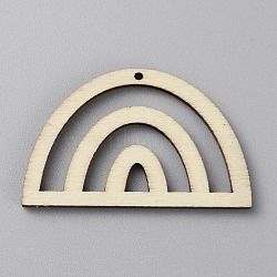 Fan Shape Hollow out Unfinished Wood Pendants, for DIY Earrings, Old Lace, 2.45x3.95x0.25cm, Hole: 1.4mm(DIY-WH0488-11B)