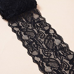 Elastic Lace Trim, Lace Ribbon For Sewing Decoration, Black, 80mm(OCOR-WH0024-A17)