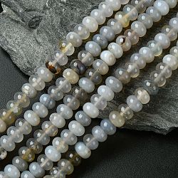 Natural Grey Agate Stone Beads Strands, Rondelle, Light Grey, 8x5mm, Hole: 1mm, about 60~65pcs/strand, 15.7 inch(G-S105-8mm-03)