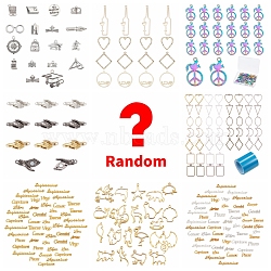 Lucky Bag, Random Style Metal Charms Connectors Kits, Open Back Bezel, Random Color(DIY-LUCKYBAY-78)