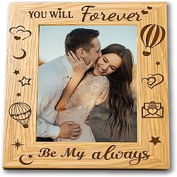 Natural Wood Photo Frames, for Tabletop Display Photo Frame, Rectangle with Word, Black, 200x150mm(DIY-WH0234-012)