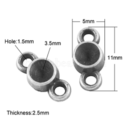 Alloy Cabochon Connector Settings, Cadmium Free & Lead Free, Antique Silver, 12.5x5x2.5mm, Hole: 1.5mm, Fit for 3.5mm rhinestone(PALLOY-A20074-AS-LF)