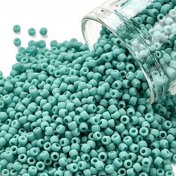 TOHO Round Seed Beads, Japanese Seed Beads, (55F) Opaque Frost Turquoise, 11/0, 2.2mm, Hole: 0.8mm, about 1103pcs/10g(X-SEED-TR11-0055F)