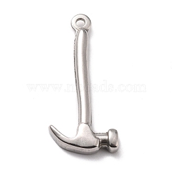 Non-Tarnish 304 Stainless Steel Pendants, Hammer, Stainless Steel Color, 34x15x3.5mm, Hole: 1.8mm(STAS-B024-85P)