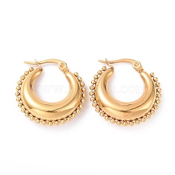 PVD Vacuum Plating 304 Stainless Steel Crescent Moon Hoop Earrings for Women, Golden, 23x23x6.5mm, Pin: 0.8mm(EJEW-G298-08G)